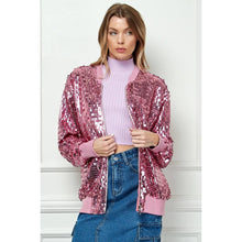 Load image into Gallery viewer, Veveret - Sequin Bomber Jacket: Pink / L
