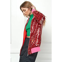 Load image into Gallery viewer, Veveret - Sequin Bomber Jacket: Pink / L
