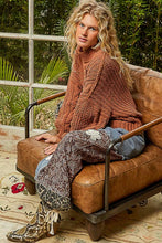Load image into Gallery viewer, Mock Neck Balloon Sleeve Cable Knit Pullover Sweater : ORANGE
