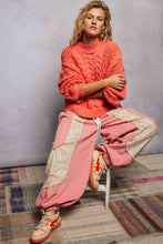 Load image into Gallery viewer, Mock Neck Balloon Sleeve Cable Knit Pullover Sweater : ORANGE
