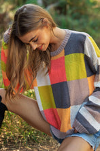 Load image into Gallery viewer, LIGHT WEIGHT CHECKERBOARD PULLOVER SWEATER TOP-neon multi
