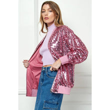 Load image into Gallery viewer, Veveret - Sequin Bomber Jacket: Pink / S
