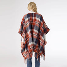Load image into Gallery viewer, Brindisi Plaid Wrap: Rust/Navy / One Size
