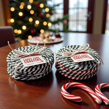 Load image into Gallery viewer, Candy cane  Coasters, Red White Christmas Coaster Set: Red-4pk
