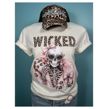 Load image into Gallery viewer, Wicked Skeleton Blingy Rhinestone Graphic Tee  :PINK short sleeve Bella+Canvas tee
