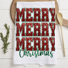 Load image into Gallery viewer, Christmas Kitchen Towels | 100% Cotton | With Hanging Loop: Merry Christmas Glitter
