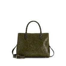 Load image into Gallery viewer, Patricia Nash - Genovese Satchel - Brazilian  Supple Tooled: Olive
