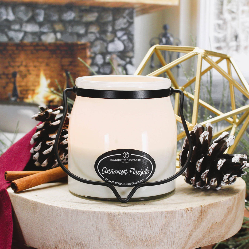 Cinnamon Fireside candle in a 16 oz Butter Jar Candle: Cinnamon Fireside