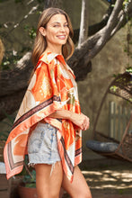 Load image into Gallery viewer, Scarf Print Off-Shoulder Poncho Sunset Magnolia / One Size
