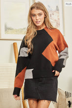 Load image into Gallery viewer, PLUS SIZE Colorblock Sweater BLACK MOCHA sale
