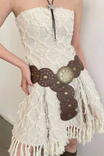 Load image into Gallery viewer, Round Panel Eyelet Western Belt Brown / 115cm
