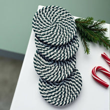 Load image into Gallery viewer, Candy cane  Coasters, Red White Christmas Coaster Set: Red-4pk
