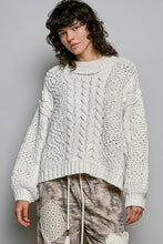 Load image into Gallery viewer, Pol Clothing - Mock Neck Balloon Sleeve Cable Knit Pullover Sweater : Black
