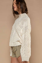 Load image into Gallery viewer, Mock Neck Balloon Sleeve Cable Knit Pullover Sweater : ORANGE

