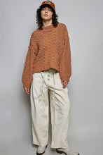 Load image into Gallery viewer, Pol Clothing - Mock Neck Balloon Sleeve Cable Knit Pullover Sweater : Black

