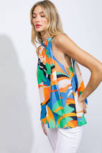 Load image into Gallery viewer, A printed woven top -  ORANGE TURQUOISE / Contemporary
