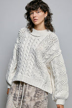 Load image into Gallery viewer, Pol Clothing - Mock Neck Balloon Sleeve Cable Knit Pullover Sweater : Black
