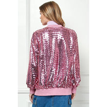 Load image into Gallery viewer, Veveret - Sequin Bomber Jacket: Pink / S
