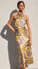 Load image into Gallery viewer, Halter dress with purple paisley effect
