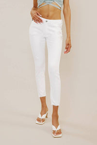 Mid rise ankle skinny jeans in white-SALE