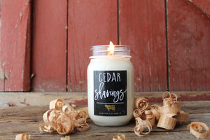 Cedar Shaving candle 13 oz mason jar-SALE