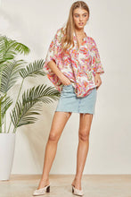 Load image into Gallery viewer, Floral Print Poncho-Like Tunic Top: Multi-Colored-SALE
