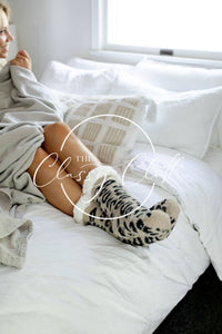 The Classy Cloth - Non-Slip Sherpa Lined Socks - Tan Leopard RTS