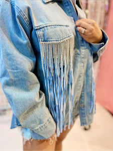 Tyra Double Fringe Dazzle Premium Denim