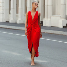 Load image into Gallery viewer, Center Slit Maxi Dress:  red-sale
