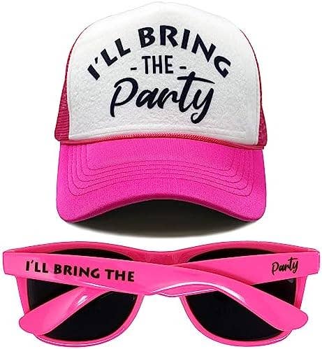 Foam Trucker Hat & Sunglasses Bundle - Party (Hot Pink)