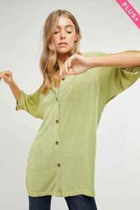 Relaxed fit buttom down shirt in light green- Sale