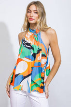 Load image into Gallery viewer, A printed woven top -  ORANGE TURQUOISE / Contemporary
