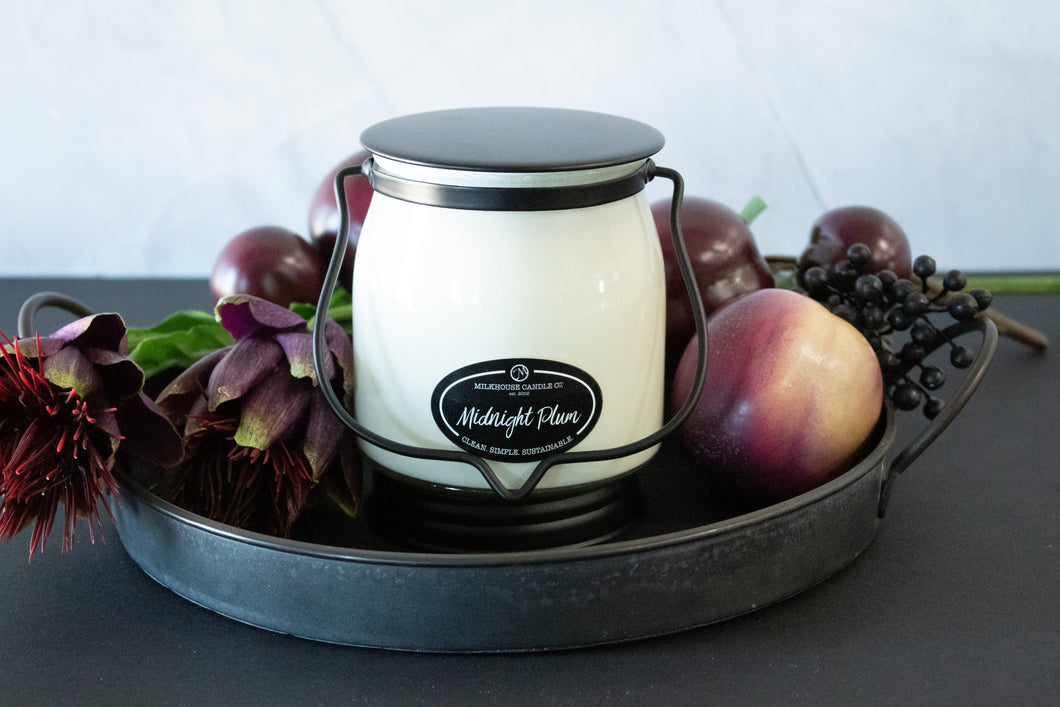 Midnight Plum 16 oz Butter jar creamery candle