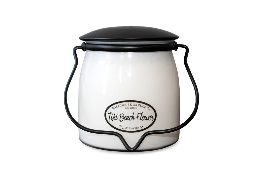 Tiki Beach Flower candle 16 oz butter jar