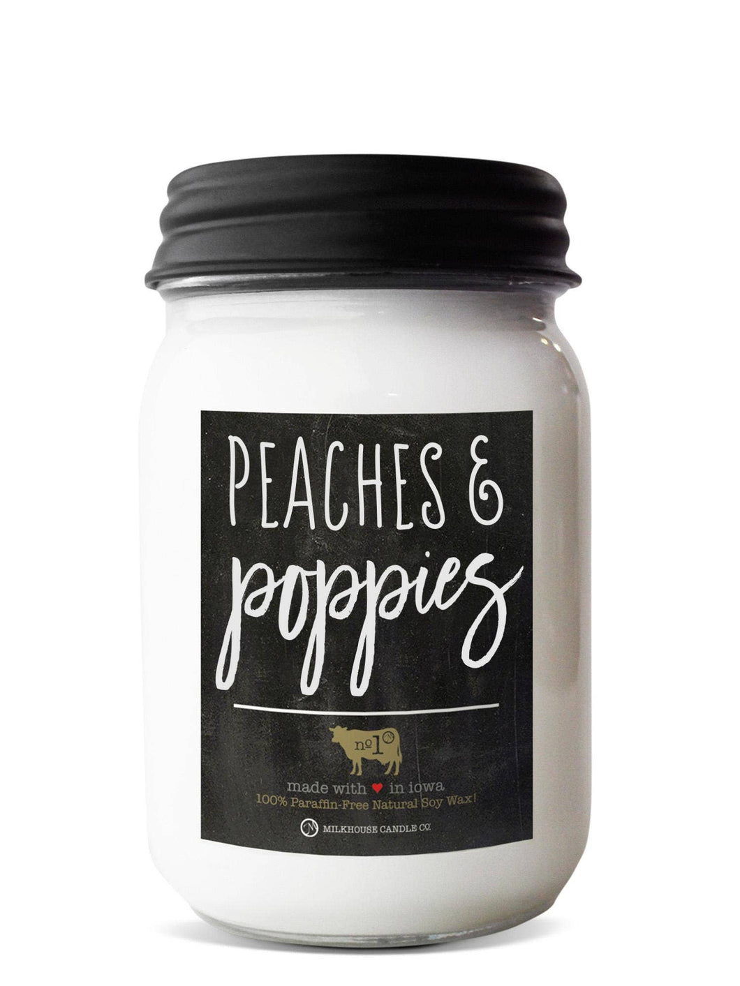 Peaches & Poppies 13 oz Mason Jar Soy Candle