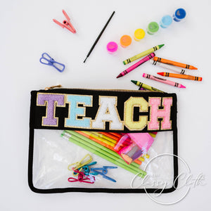 The Classy Cloth - Chenille Letter Clear Pouch - TEACH ETA NOV 21
