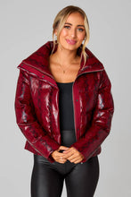 Load image into Gallery viewer, Addison Red Snake Puffer Jacket: in red black
