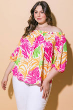 Load image into Gallery viewer, PLUS A printed woven top - FUCHSIA ORANGE / Plus Size-SALE
