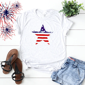 4th of July Distressed Star Flag Red and Blue - Case T-Shirt in gray