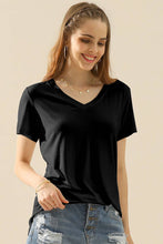 Load image into Gallery viewer, SOLID V NECK SHORT SLEEVE T SHIRT TOPS: RED
