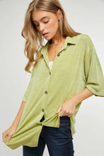 Load image into Gallery viewer, Relaxed fit buttom down shirt in light green- Sale
